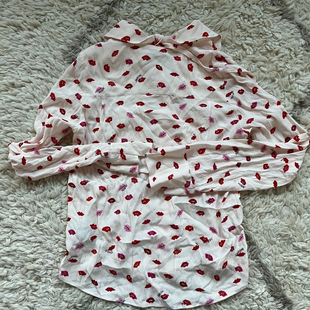 NWT Zadig & Voltaire Women's Red Lip Print Shirt TESSI CREPE - Picture 4 of 5